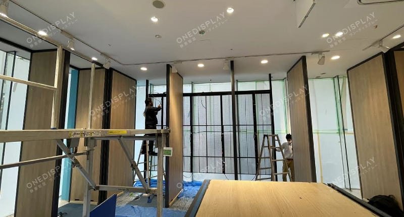 onedisplay‘s transparent led installed at marui department store in nagoya