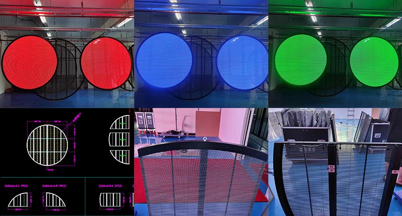 7 displays redondos de led transparentes